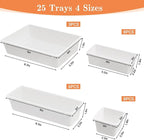 25 PCS Plastic Drawer Organizer Set, 4-Size Versatile Organizer Trays & storage Bins for Makeup, Jewelry, and Gadgets in Bathroom, Bedroom and Office, White