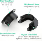 4PCS Heavy Duty Stainless Steel Closet Rod Bracket - 1 Inch Diameter U Shaped Socket Flange Holder End Supports, Black
