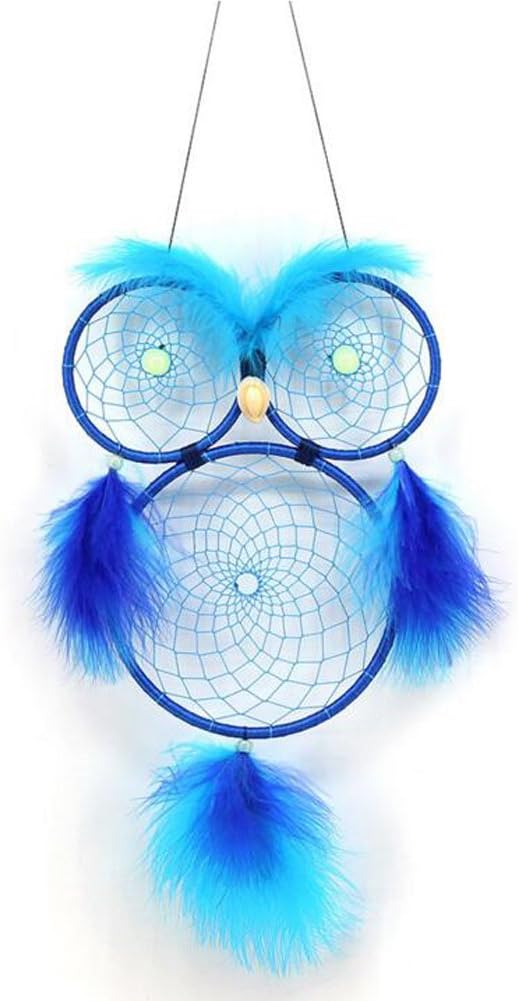 Owl Dream Catcher for Kids, Glow in The Dark Blue Dream Catchers Owl Decor for Home Bedroom Wall Hanging Decorations