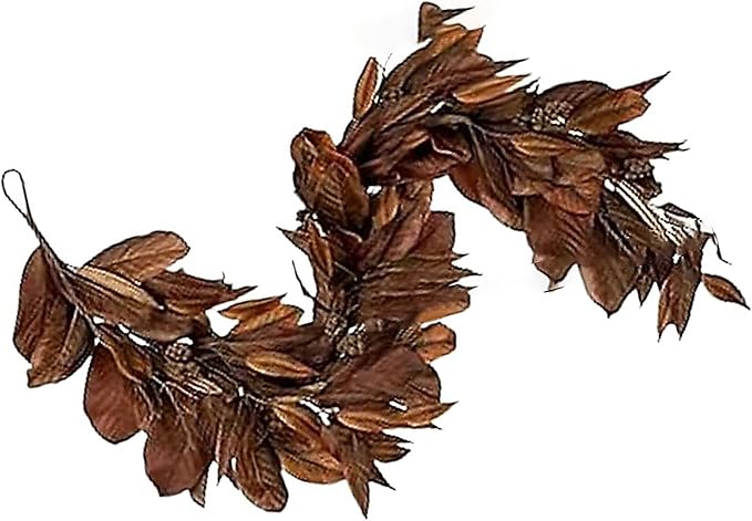 Brown Leaf Wreath, Artificial Realistic Reusable Leaf Swag Fall Porch Decorations Outdoor for Mantle Fall Decorations for Home (1-180)