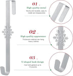 15 inches Christmas Decorative Wreath Hangers for Front Door;Over the Door Hooks (Silver, Snowflake)