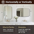 ANDY STAR 22x30 Chrome Bathroom Mirror, Oblong Silver Mirror with Stainless Steel Metal Frame, Oval Vanity Mirror for Over Sink, Modern Anti Rust Wall Mounted