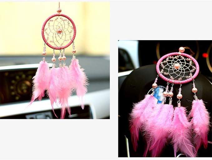 Feather Dream Catcher Pendant, Small Car Charm for Wall, Bedroom Hanging Decorations