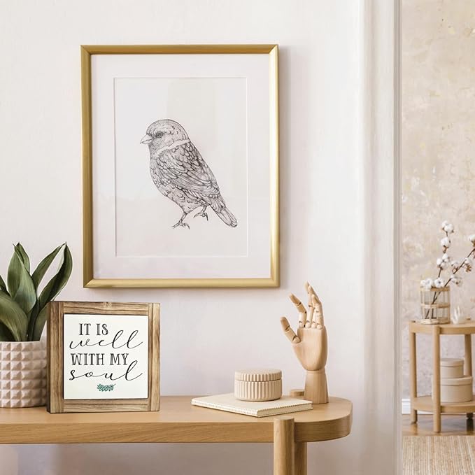Positive Decor Sign, Farmhouse Desk Signs, Home Decor for Living Room, Bedroom Decoration for Shelf Counter, Calm Down Corner Decors, Spiritual Gift, It Is Well With my Soul Sign, 5.9×5.9 inches