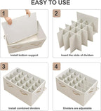 Shoe Organizer for Closet 2 Pack, Foldable Shoe Box with Adjustable Divider and Clear Cover, Space Saving Shoe Storage Organizer Cabinet with Reinforced Handles, Fits 40 Pair, Beige, TP11Y