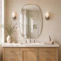 USHOWER Silver Oval Arch Bathroom Mirrors for Over Sink, 24x36 Inch Bathroom Vanity Mirror for Bathroom, Bedroom, Vanity, Entryway, Aluminium Frame, Anti-Rust, Modern Wall Decor