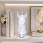 Christmas Angel Snow Globe Water Spinner LED Light Battery Operated Glitter Angel Figurine 12.8” Tabletop Christmas Decoration Holiday Home Décor by Moments in Time