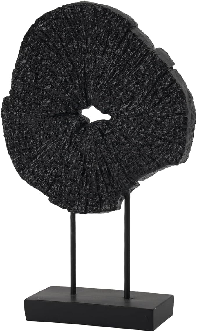 Black Art Modern Abstract Sculpture - Solid Black Art Sculpture for Home Décor Minimalist Decorative Statue for Living Room Office Desk Shelf Handcrafted Art Piece 7.25 * 2.5 * 12 Inch