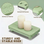 Maitys 3 Pcs Wooden Risers for Display Pedestal Stand Wooden for Decor Farmhouse Vintage Rustic Stackable Kitchen Stand Tray Riser, 3 Sizes(12 x 6.7, 8 x 4.7, 4 x 2.8 in,Green)
