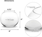 CYS EXCEL Glass Bubble Bowl (H-6" W-8", Approx. 3/4 Gal.) Small Fish Bowl Round Terrarium Vase Globe Flower Centerpiece for Weddings Events Arrangements