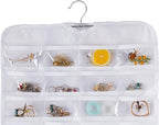 Bloss Hanging Jewelry Organizer With 80 Pockets Double-Side Dating Gifts Jewelry Storage Hanger For Accessories Jewelry Earring Holder Storage for Closet,Wall, Door, Travel-White