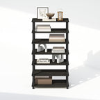 Furinno Turn-N-Tube Storage Shelves Set of 2, 4-Tier Stackable Standing Shelf, Open Corner Shelf, for Organization and Storage, Living Room, Garage, Home Office, Espresso
