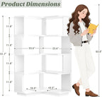 Armocity Corner Book Shelf - 5 Tier Corner Bookshelf Etagere Bookcase with Baffle, Freestanding L Shaped Display Shelf Stand for Home Office, Living Room, Bedroom, Kitchen, White