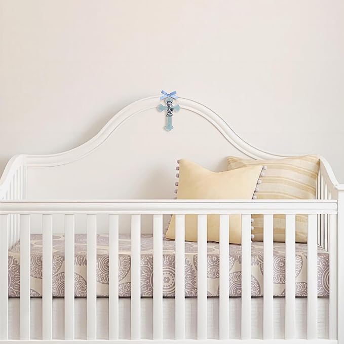 KOMI Baby Wall Cross Catholic Baptism Gifts for Boys Praying Boy Cross for Baptism First Holy Communion Christening Cross Decor