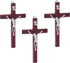 ZYFLSQ Catholic Crucifix Wall Cross 3 Pack, 4.7 inch Small Catholic Wooden Jesus Cross for Home Decor, Hanging Cross for Wall