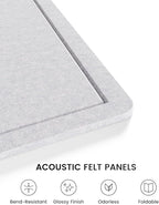 Fluxynara Bulletin Board, 23.6" x 17.5" Cork Board Alternative with 12 Safe Removable Adhesive Tabs, Foldable Felt Pin Board for Home Office, Classroom, Bedroom,Entryway for Walls—Soft Gray
