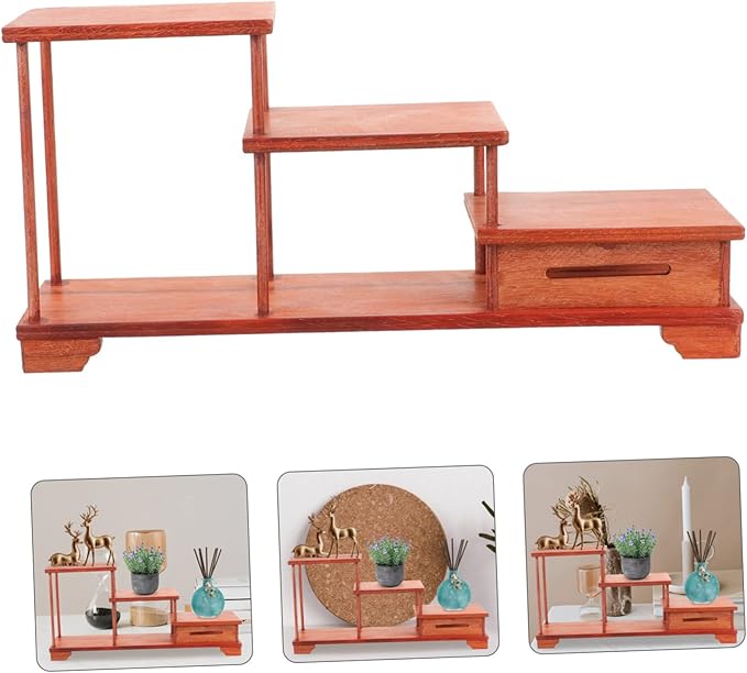 Wooden Tiered Display Stand Home Decor Aesthetic Riser for Figurines Wooden Riser Holder for Decor
