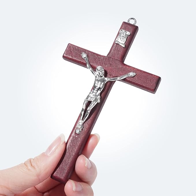 SHAOQINLIN 12 Pieces Crucifix Wall Cross, 4.7 Inch Wooden Wall Hanging Cross Wall Decor Home Decor