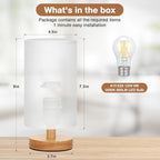 Fenmzee Small Table Lamp for Bedroom - Inline Control, Bedside Lamp with 3000K A15 LED Blub, Easy Assembly (White Shade - Wood Base, 9" Inline Control)