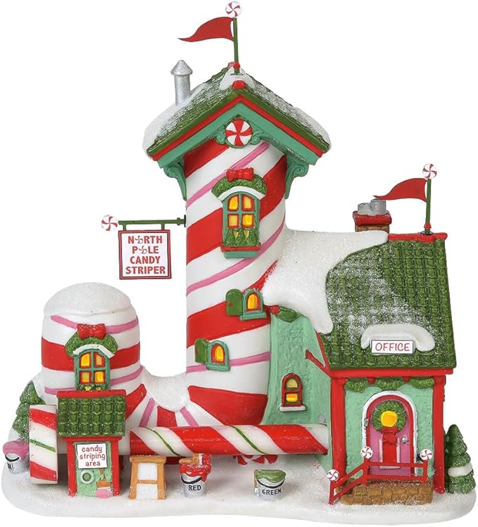 Department 56 North Pole Village Candy Striper Lit Animated Building, 7 Inch, Multicolor