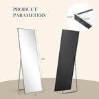 DUMOS 64"x21" Full Length Mirror, Full Body Mirror with Aluminum Alloy Thin Frame, Standing Mirrors with Leaning or Hanging, Suitable for Bedroom, Livingroom, Cloakroom, Black