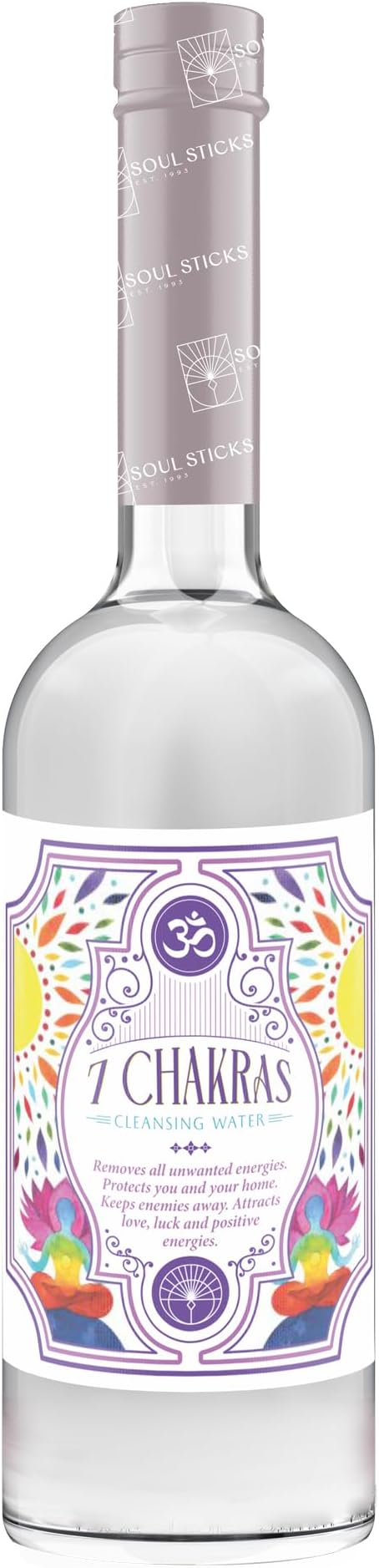 SOUL STICKS Cleansing Water 7.5 oz. Bottle for Clearing Negative Energy and Purifying Home Spiritual Florida Water Area Deodorizer (7 Chakras)