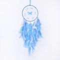 Pretty Jolly Dreamy Girls Butterfly Dream Catcher Wall Decor Fairy Blue Feather Baby Dreamcatcher Handmade Home Décor Wall Hanging for Nursery Bedroom Girls Birthday Gift