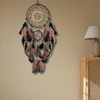 Dream Catchers with Luminous Beads Dream Catchers for Adults Handmade Native American Hanging Wall Decor Ornament for Bedroom Brown