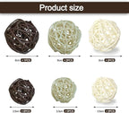 Qingbei Rina 20 PCS Wicker Rattan Balls,Decorative Balls for Bowls,Vase Filler for Centerpieces,Decorative Orbs Woven Spheres,Bowl Fillers Decor(Beige Brown White)