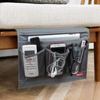 Bedside Storage Organizer with Pockets, Bedside Caddy, Table Cabinet Storage Organizer, TV Remote Control, Phones, Magazines, Tablets, Accessories, Grey
