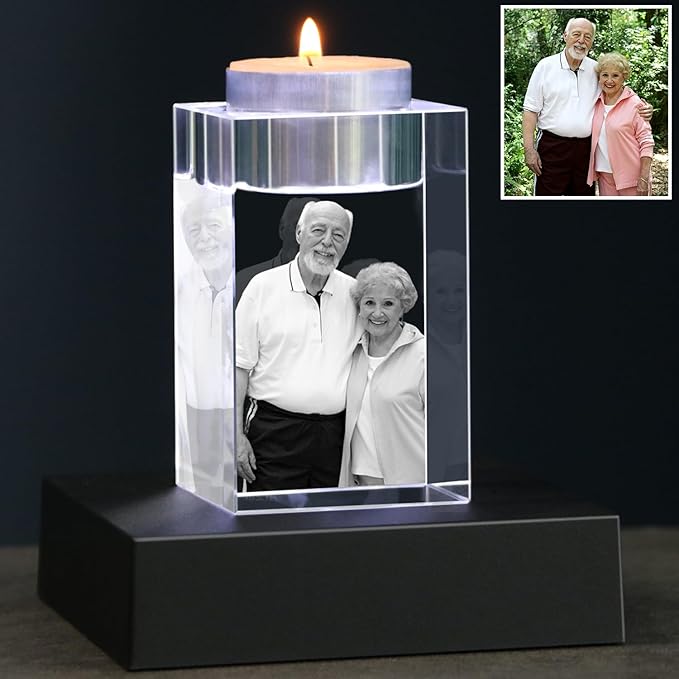 3D Crystal Photo,Personalized Memorial Gifts for Men Women Dad Husband,Custom Birthday,Anniversary Keepsake,Personalized 3D Picture in Crystal