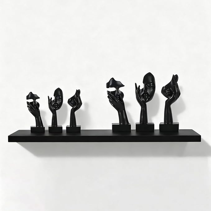 3 Pcs Thinker Large Statue Set - Black Art Abstract Home Accent Figurines for Living Room, Bedroom, Shelves, Office Desktop, Coffee Table Decor, Gift for Women (3 Pcs Black, 9")