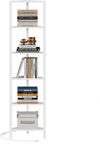 TUTOTAK 6-Tier Corner Bookshelf with LED Light,Corner Shelf for Small Space, Narrow Display Corner Shelf Stand with Storage Rack, for Living Room, Bedroom, Pure White V1BS05BW006L