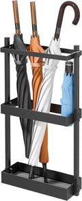 Umbrella Stand with Drying Stone, Steel Umbrella Holder Rack, Organizer for Entryway, Mudrooms, Office, Black