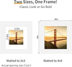 4x4 Picture Frame 3 Pack - Black Poster Frame Display Pictures 3x3 with Mat or 4 x 4 Without Mat for Wall Hanging Horizontal and Vertical