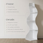 YOWOS Modern Corner Shelf, 5 Tier High Corner Bookshelf for Small Spaces, Scalloped Corner Bookshelf and Storage, Wooden Display Stand for Plants, Books and Decorations (White)