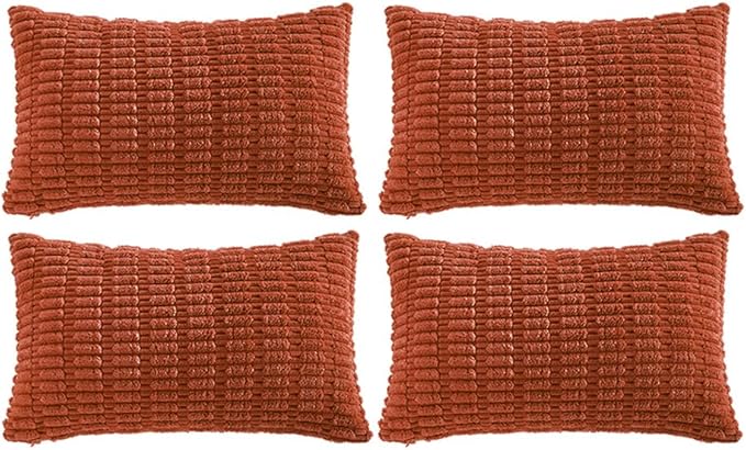 Fancy Homi 4 Packs Decorative Throw Pillow Covers for Living Room Couch Bed, Modern Farmhouse Boho Home Décor Accent Cushion Case, 24" x 14", Burnt Orange