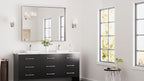 Keonjinn 48 x 36 In Brushed Nickel Bathroom Mirror, Rectangular Metal Framed Wall Vanity Mirror for Over Sink Square Corner Aluminum Alloy Modern Farmhouse Rectangle Silver Mirror(Horizontal/Vertical)