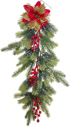 HouseVibe Artificial Christmas Swag Greenery Wreath Decorative Prop Door Swag Staircase Decoration for Stairs New Year 26.77 inch
