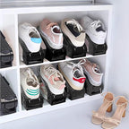 Shoe Slots Organizer, 8 PCS 4-Level Adjustable Shoe Rack Stacker, Organizador de Zapatos, Double Deck Shoe Holder for Closet Storage, No Assembly Needed, Black