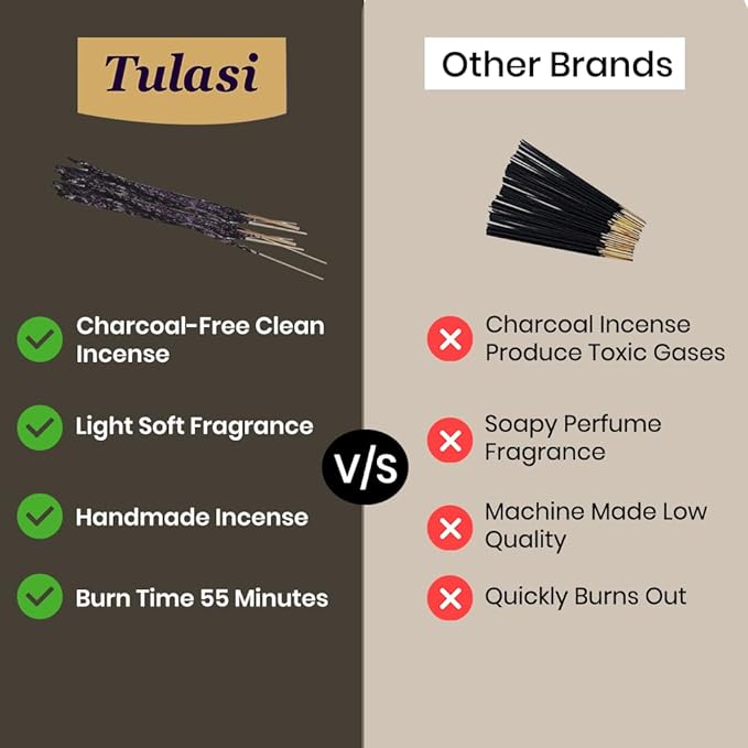 Tulasi Lavender Incense Sticks for Calming (48 Scent Sticks) | with Real Herbs | Long-Lasting 55-Minute Burn | Natural Essential Oils | Perfect for Meditation, Relaxation & Improves Sleep