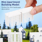 Wakauto Miniature Apartment Building Architectural Model White Plastic Dollhouse City Sand Table Models - for Home Decoration Gift for Architecture Lovers 4 Styles Included