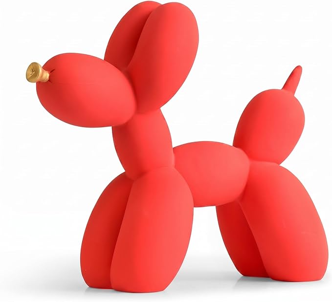 Resin Balloon Dog Sculpture - Collectible Figurines Decor for Home | Office Desktop Resin Decors Balloon Dog Decor (Red)