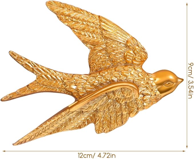UKCOCO 3pcs Resin Swallow Wall Sculpture: Swallow Decorations Indoor Wall Art Crafts Living Room Bedroom Garden Decor, 4. 72x3. 54x0. 59in