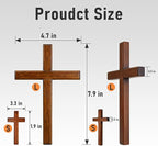 Allyix Wooden Cross Wall Decor, Wall Cross, Hand Held Large and Small Wall Crosses with Lanyards for Home Church Decor Christian Gift