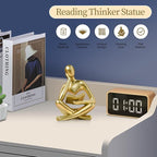 UTTCMK Abstract Art Thinker Statue - Reading Thinker Sculpture Figurine, Modern Home Decoration for Living Room Office Shelves Coffee Table Desk Decor (Gold)