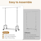 Clothes Rack with Wheels, Rolling Clothing Rack with Shelf, Heavy Duty Clothes Racks for Hanging Clothes, Metal Standing Garment Racks, Silver