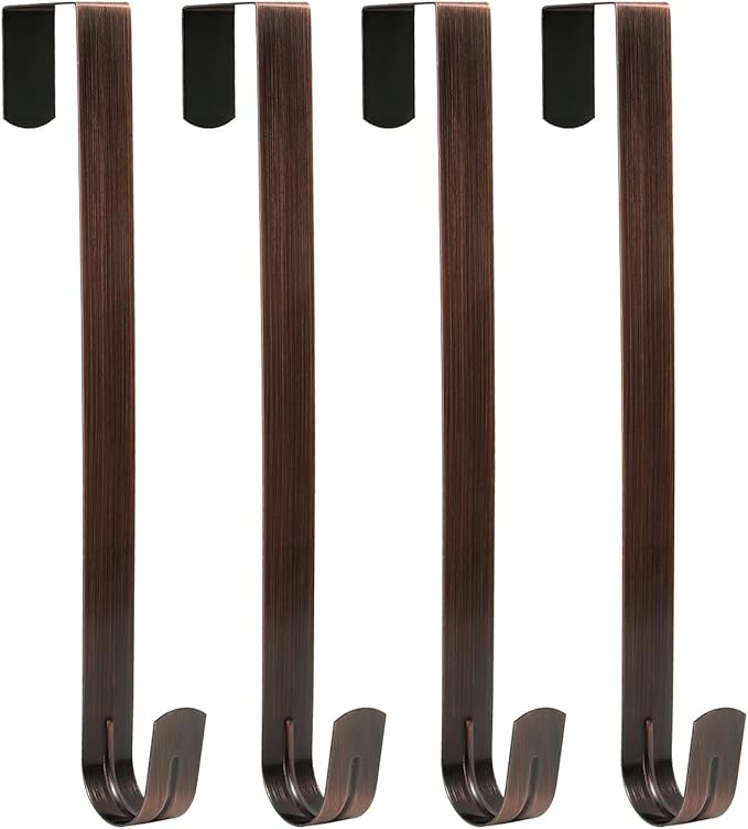 Sattiyrch 15" Wreath Hanger for Front Door,Sturdy Steel Wreath Door Hanger,Over The Door Hanger Hook (Brushed Copper,4)