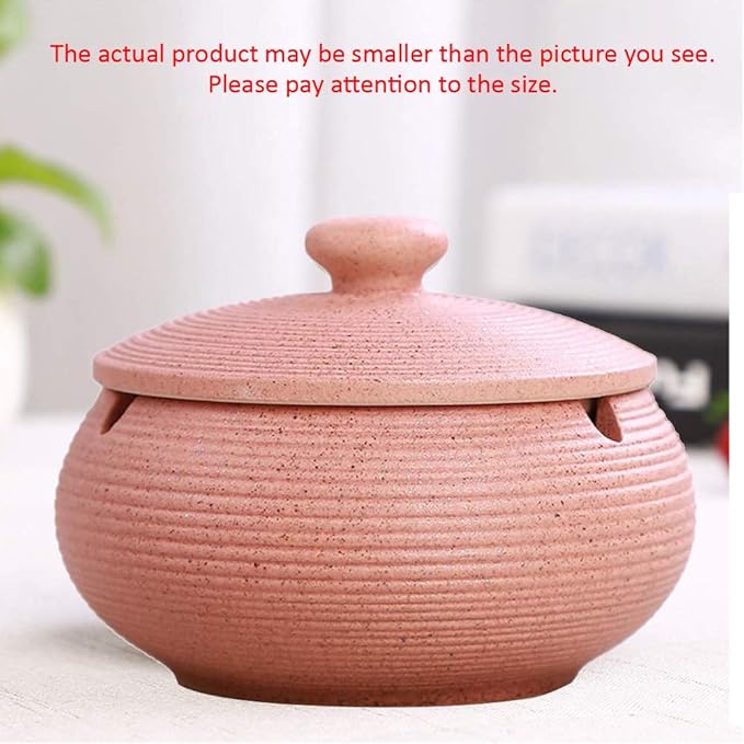 Lependor Ceramic Ashtray with Lids,Windproof,Cigarette Ashtray for Indoor or Outdoor Use，Ash Holder for Smokers,Desktop Smoking Ash Tray for Home Office Decoration - Pink