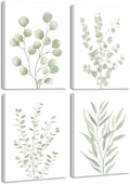 Drsoum Botanical Plant Framed Wall Art Boho Wall Decor for Bathroom Sage Green Eucalyptus Leaf Prints Minimalist Aesthetic Ready to Hang Set of 4, 12x16 in (Framed)
